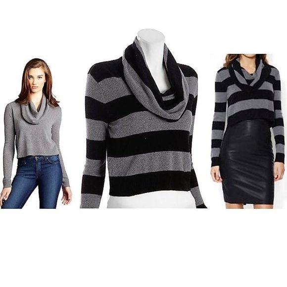 BCBGMAXAZRIA “Samira” Crop Merino Wool & Cashmere Sweater - Size XXS - Picture 2 of 16